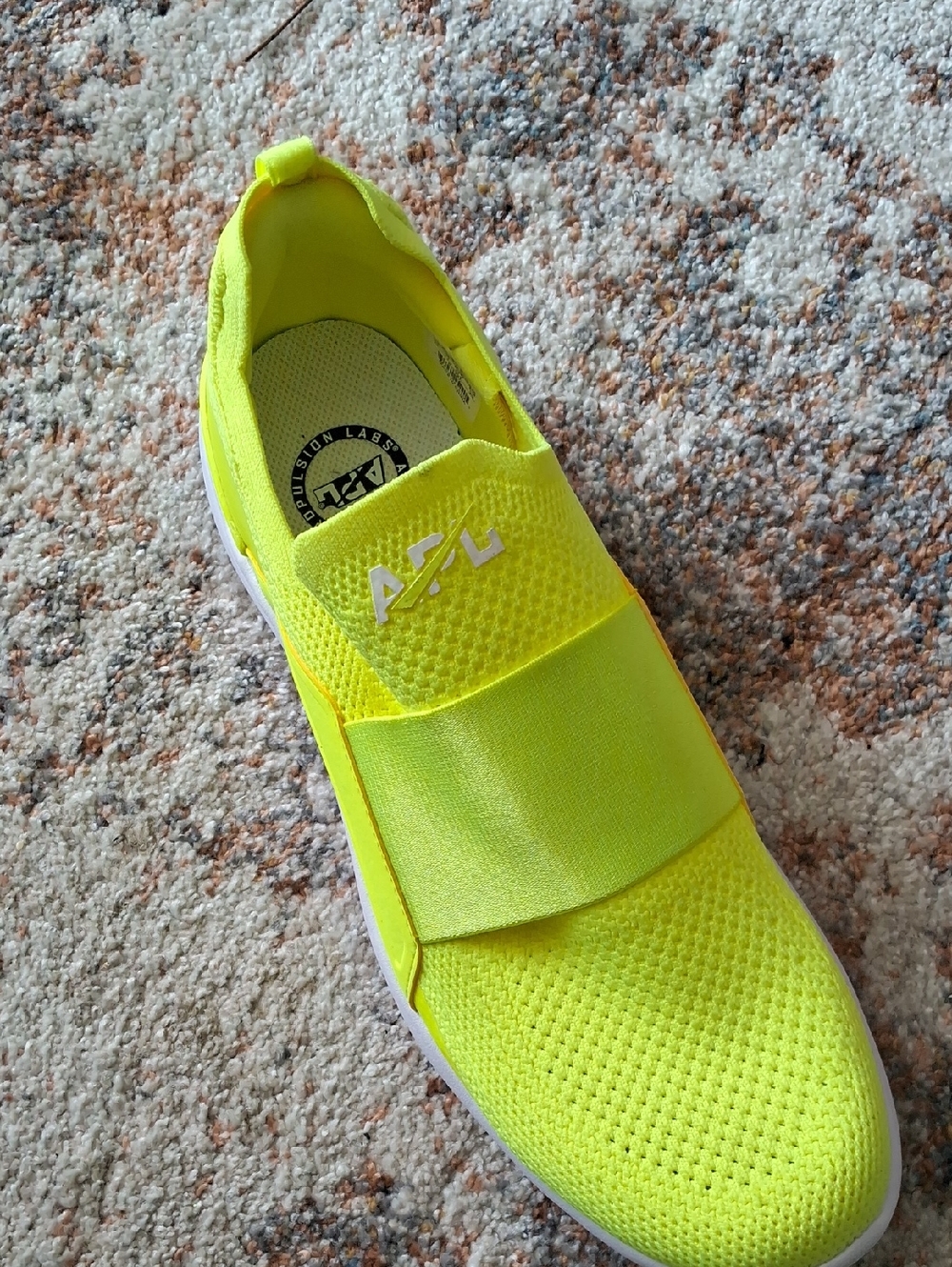 APL Mens Neon Yellow Slip-On Knit Sneaker